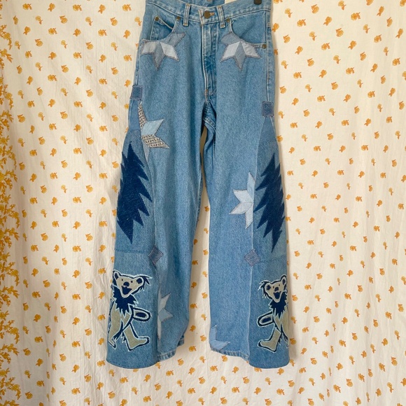 Upcycled Eddie Bauer Grateful Dead Jeans USA Made One of One - Picture 4 of 8